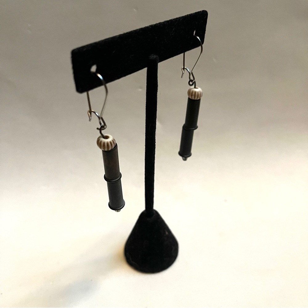 Minimalist Black and Silver Earrings new